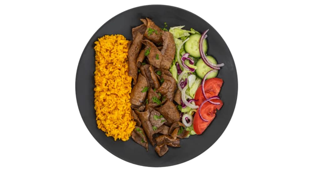 Kebap na talerzu z ryżem