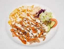 Big lunch plate chicken kebab