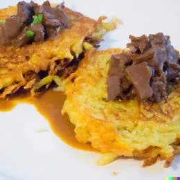 Placki ziemniaczane z gulaszem wieprzowym