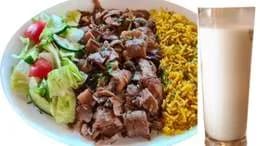 33 - zestaw danie kebab wołowy, ayran