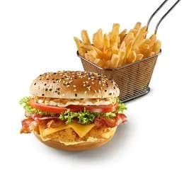 Kurczak Bekon Burger + Frytki