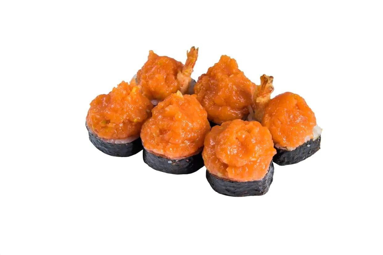 Hosomaki w tempurze z krewetka i tatarem z łososia
