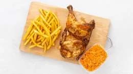 Pół kurczaka + frytki + surówka