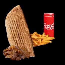 Rollo Kebab samo mięso (średnie), frytki, Coca Cola 0.33l