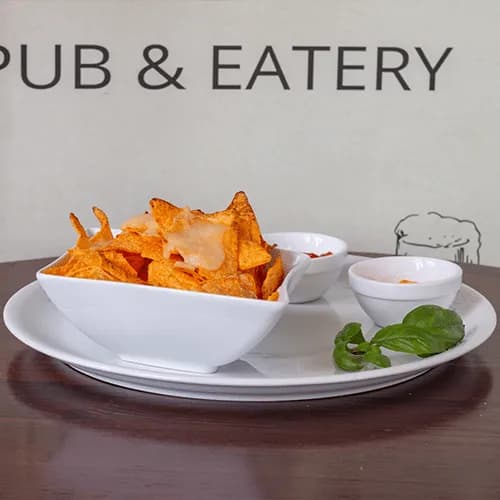 Nachos baked with cheese