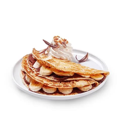 Crepes with banana and chocolate cream