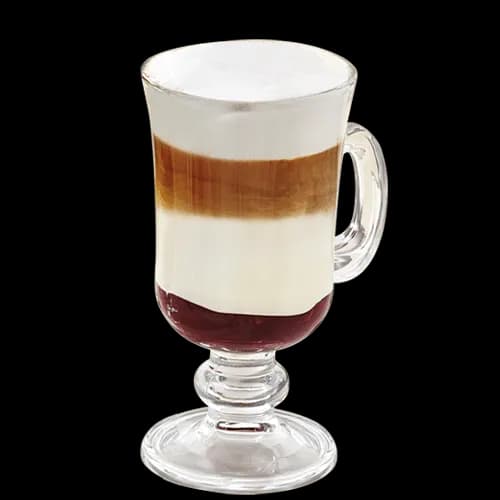 Latte with white chocolate and cherries on wine