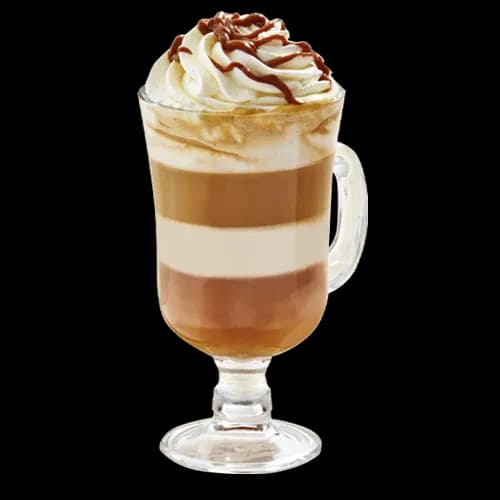 Latte with milk chocolate and caramel with sea salt