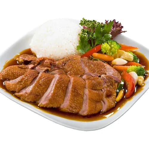 Crispy duck with spicy vegetables