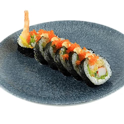 Futomaki z krewetkami w tempurze i majo cytrynowo-pieprzowym