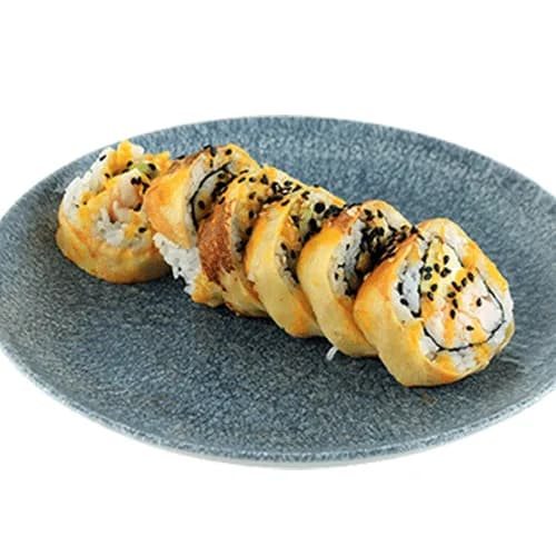 Uramaki z krewetkami i sosem mango
