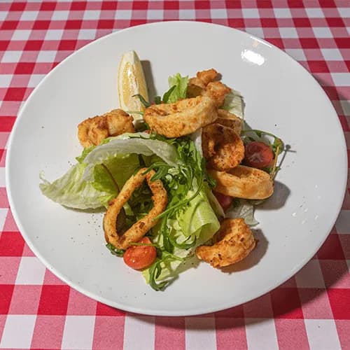 Gamberi e Calamari Fritti con Rucola
