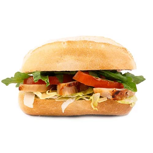 Sandwich with chicken and arugula