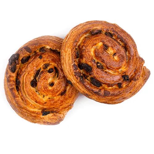 Monocle with crème patissiere and raisins