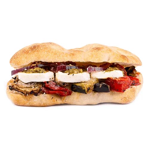 Focaccia with grilled vegetables and feta