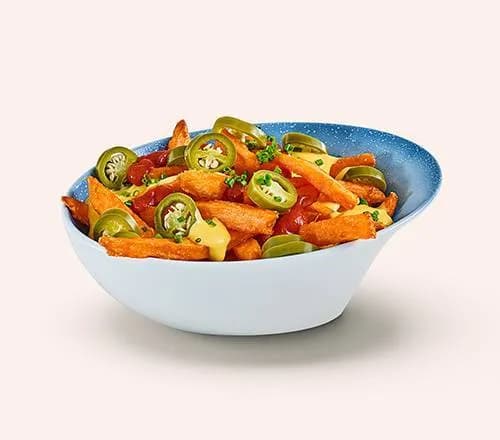 Chili-Cheddar-Süsskartoffel-Fritten