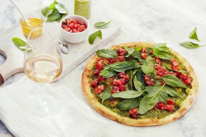 Pizza Pesto con Spinachi