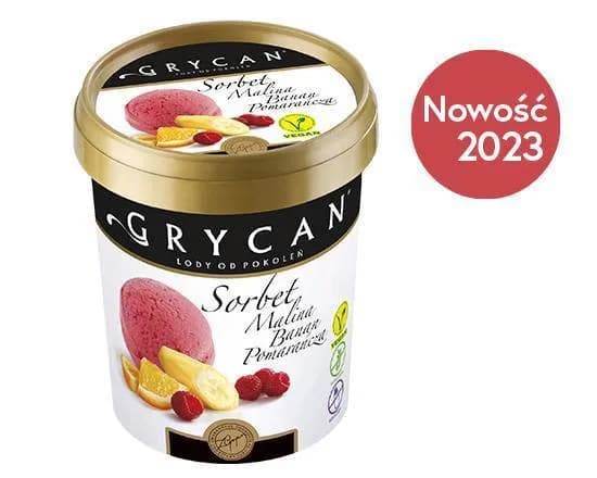 Lody Grycan Sorbet Malina, Banan, Pomarańcza (500 ml)