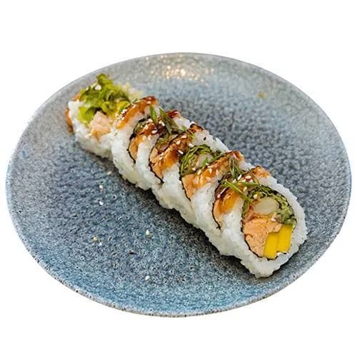 Uramaki Łosoś pieczony teriyaki z mango