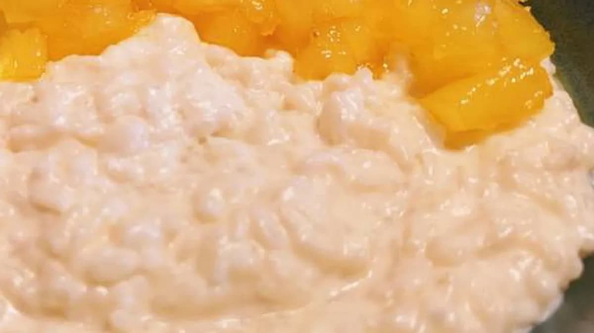 Ananászos tejberizs, rumos mazsola