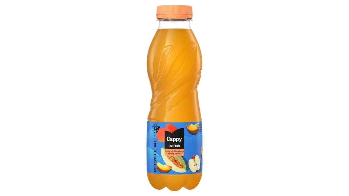 Cappy Ice Fruit Peach-Melon szénsavmentes alma-őszibarack-sárgadinnye ital citromfű ízzel 500 ml