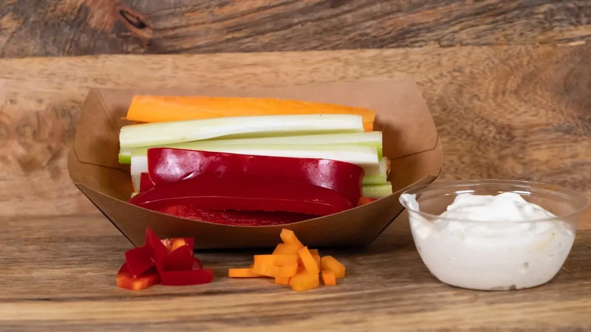 Fresh vegetables with blue cheese sauce