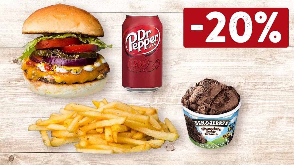 Sajtburger Menü Hasábburgonya+Ben&Jerry's Brownie 100ml Fagyi