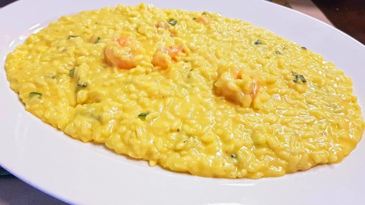 Risotto con Zucchine, Gamberetti e Zafferano