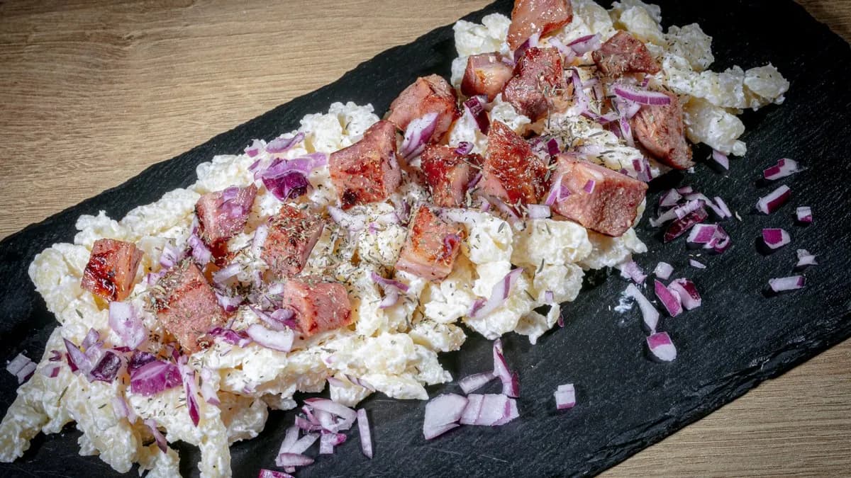 Juhtúrós sztrapacska grillezett füstölt tarjával