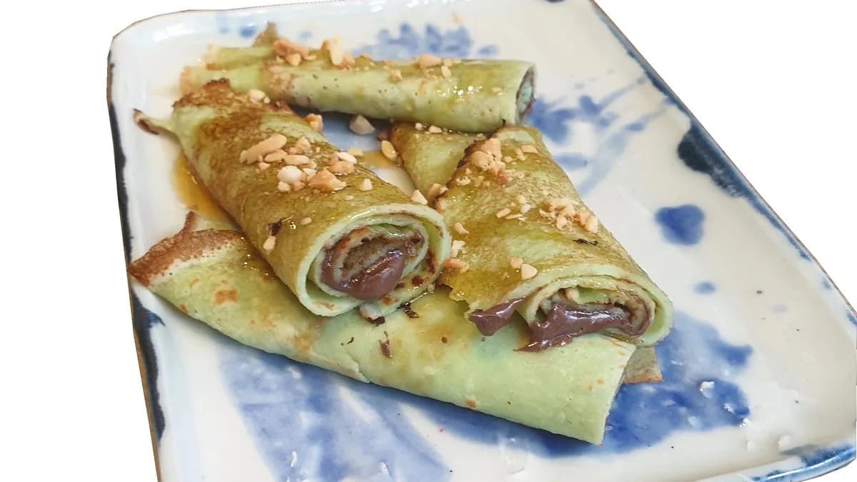 Zöldteás palacsinta mogyorókrémmel