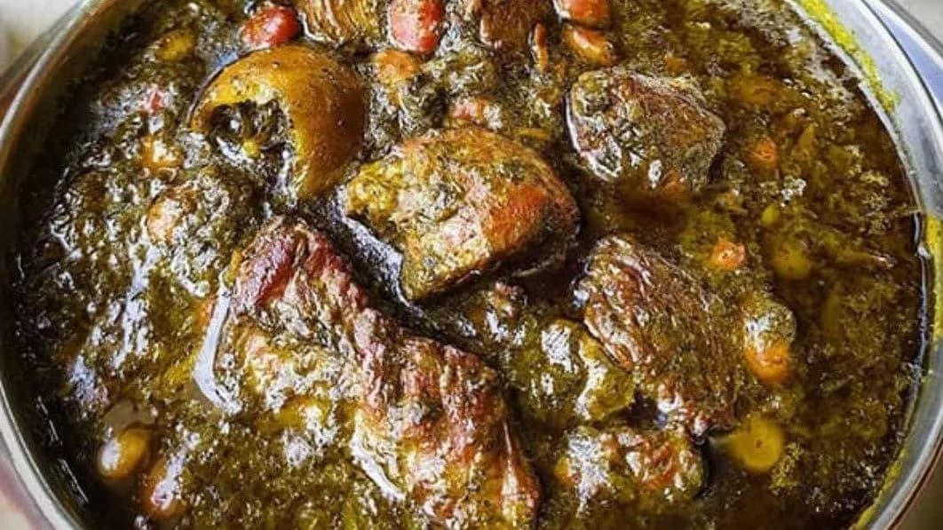 Ghormeh sabzi stew with rice