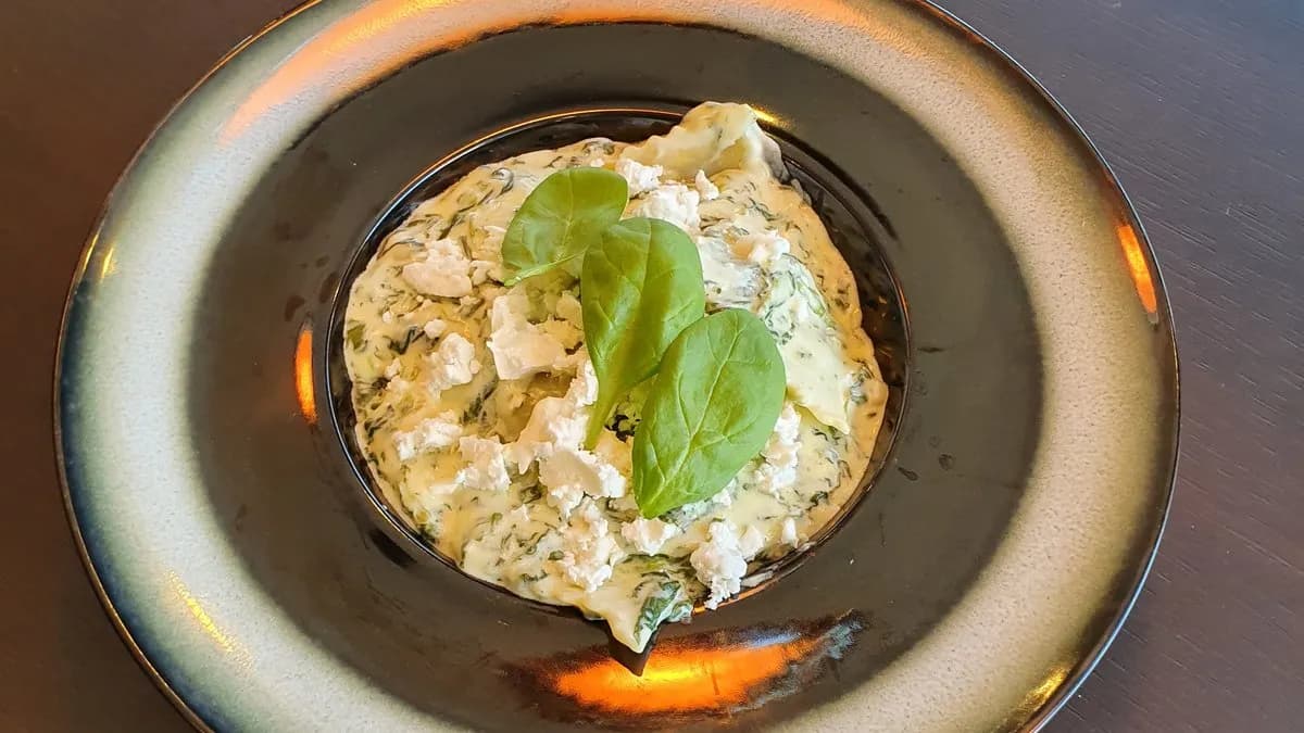 Spenótos-kecskesajtos ravioli (V)