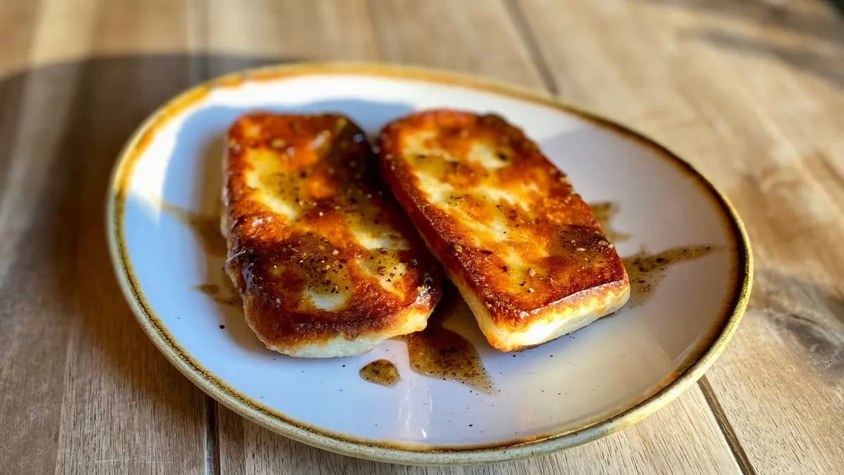 Grillezett halloumi fekete fűszeres mézzel