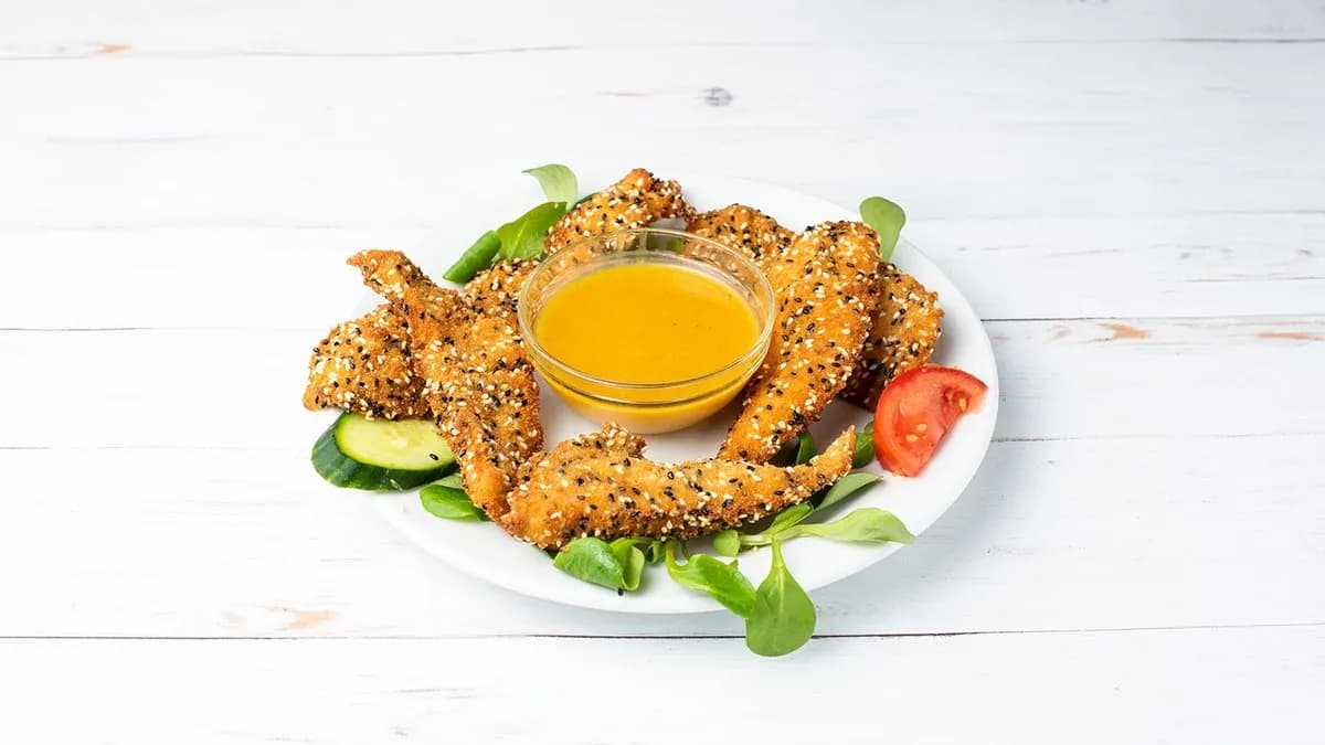 Rántott csirkefalatkák mézes-mustárral