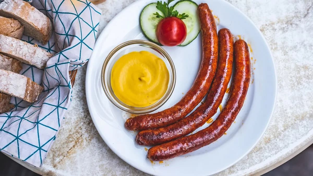 Sült kolbász mustárral