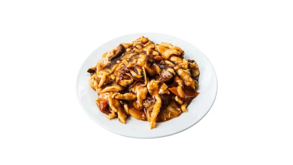 Csirkehús bambuszruggyel és illatos gombával