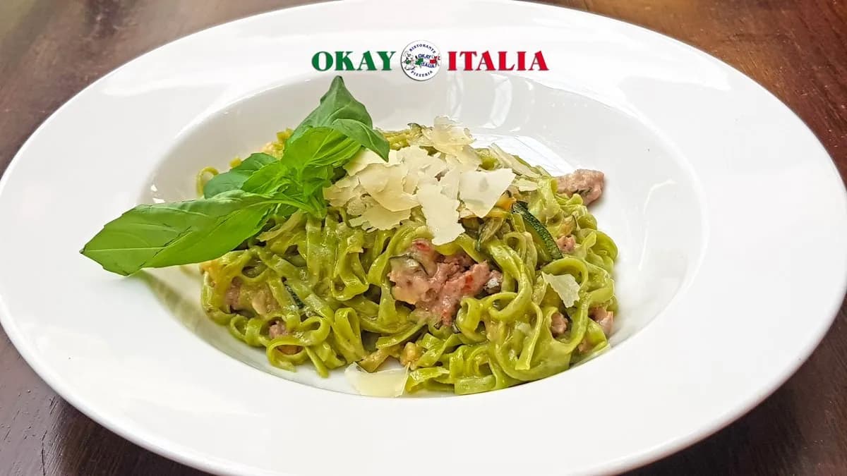 Taglierini Verdi con Salsiccia, Zucchine e Gorgonzola