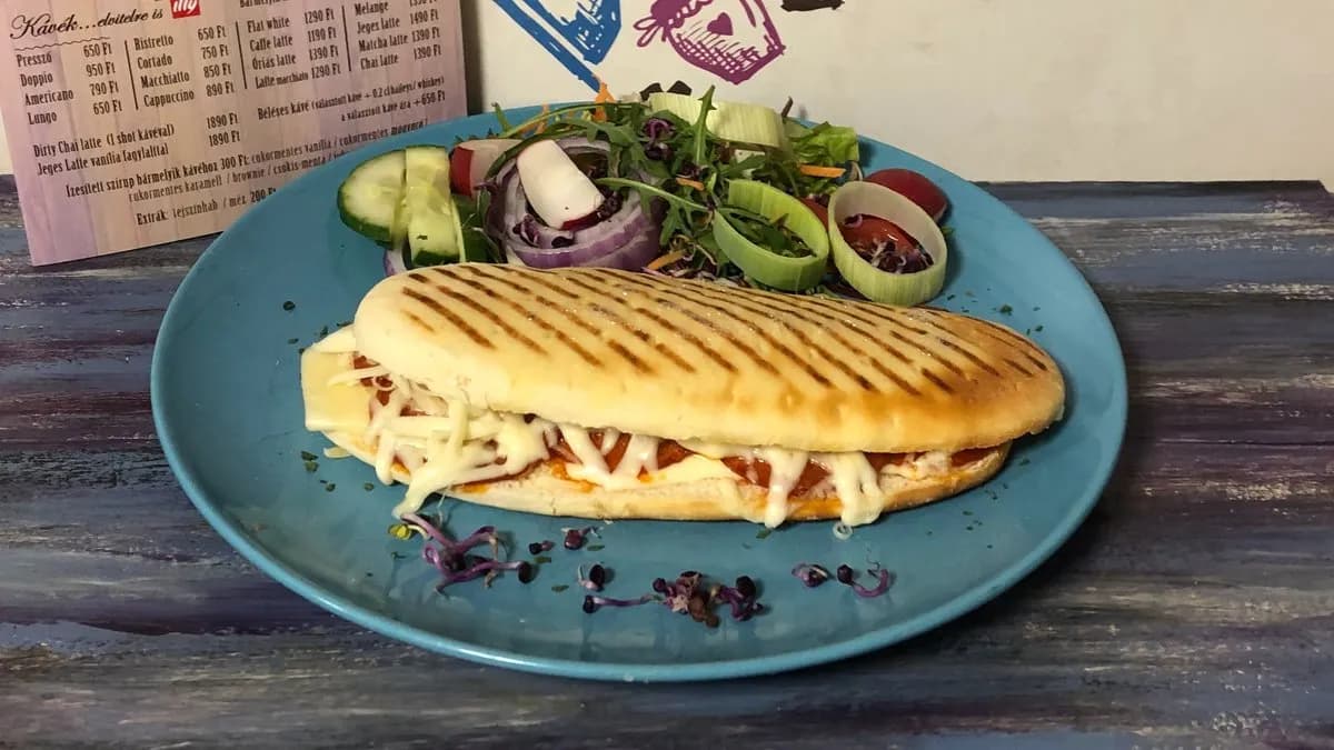 Panini melegszendvics friss zöldségekkel