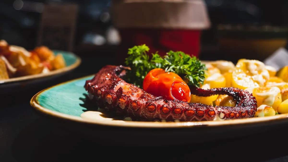 Grillezett polipcsáp mogyoróburgonyával