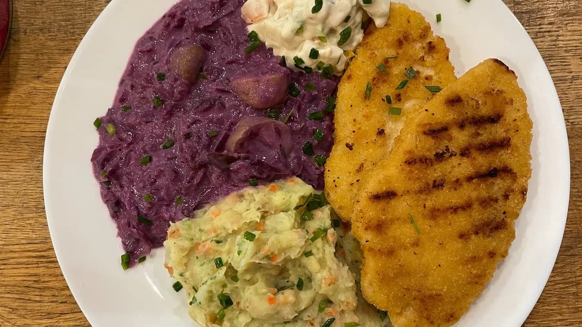 Serpenyős Vegán Bécsiszelet Gesztenyés Párolt Lilakáposztával