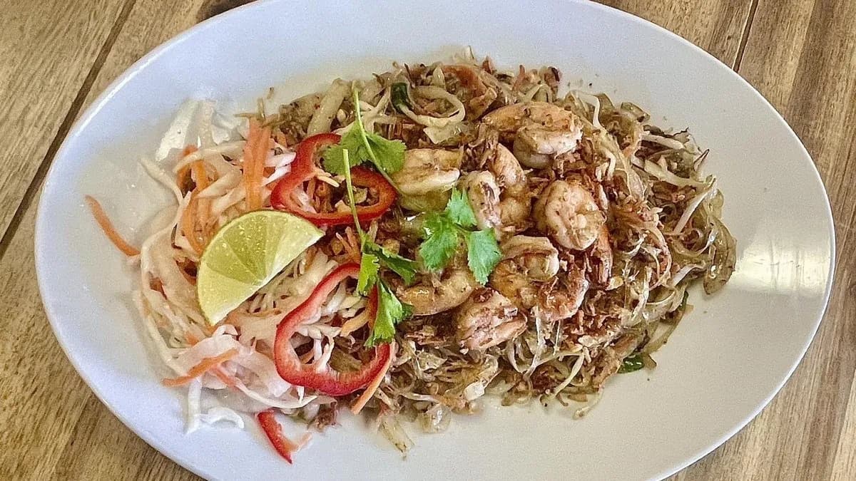 Mien xao tom - Pirított üvegtészta rákkal .