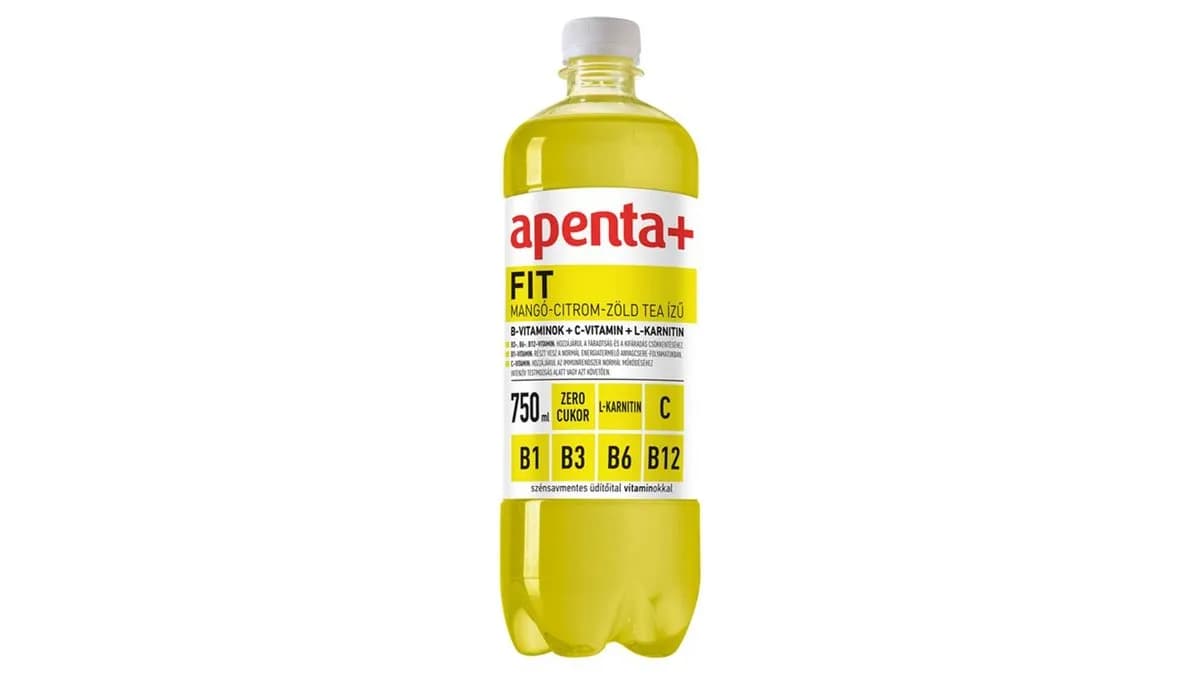 Apenta+ Fit mangó-citrom-zöld tea ízű szénsavmentes energiamentes üdítőital vitaminokal 750 ml