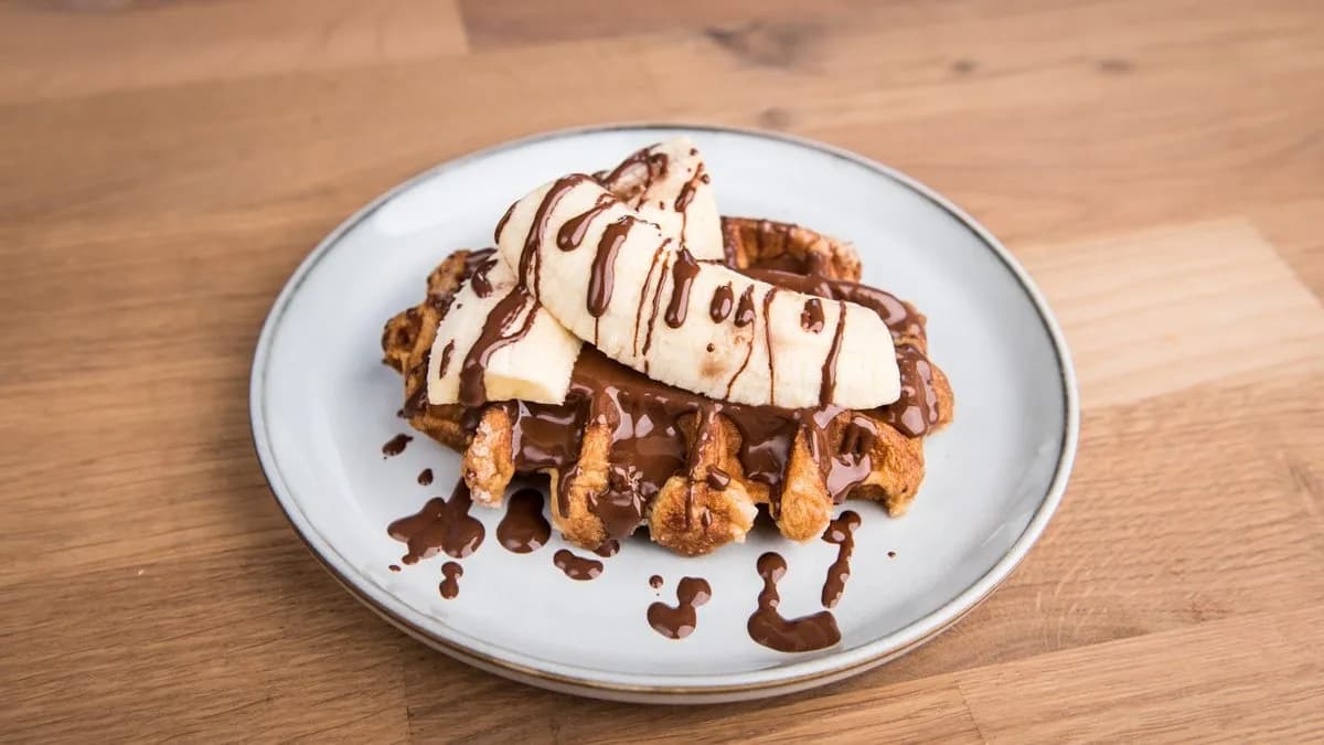 Belga csokis, banános gofri