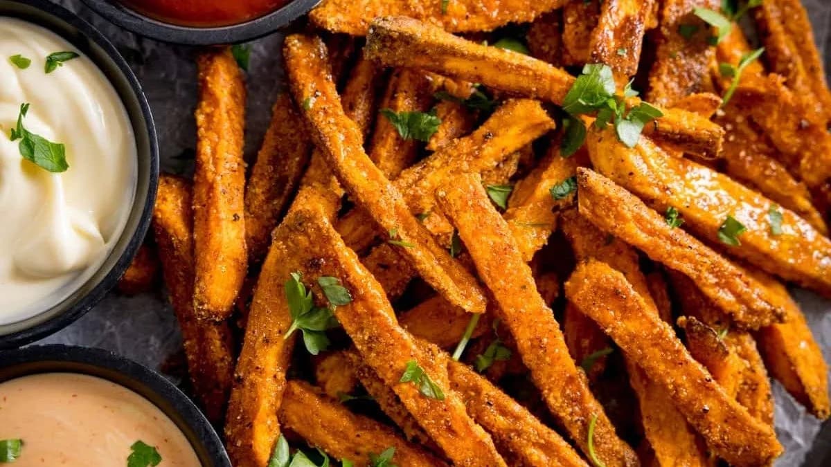 Édesburgonya hasábok