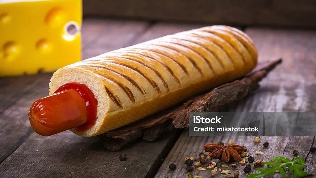 2 db Hot-Dog Kabanos hot-dog kolbásszal pirított kiflivel