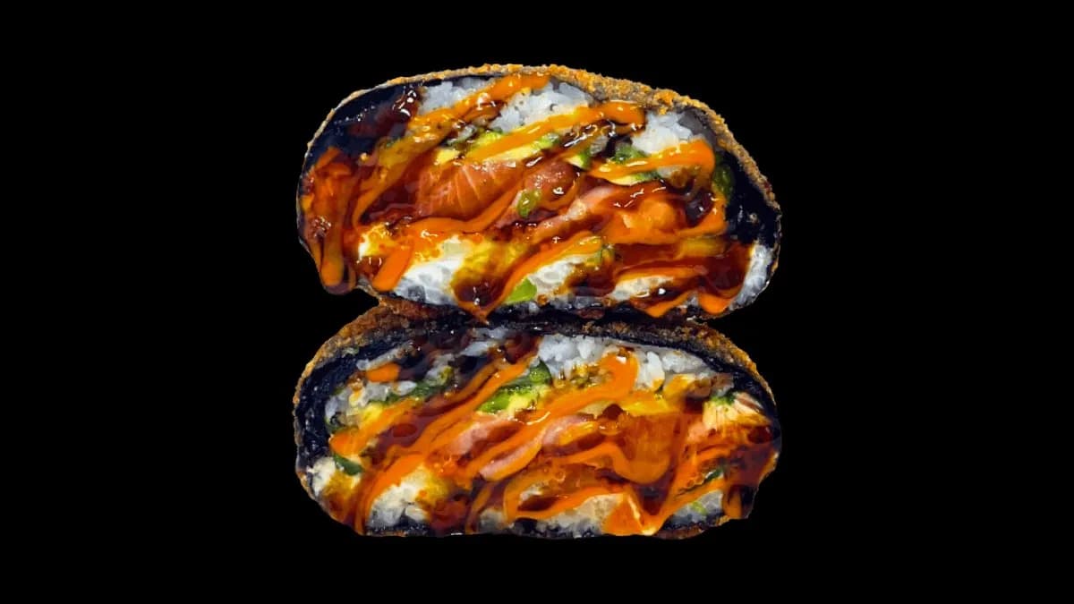 Burger sushi z łososiem