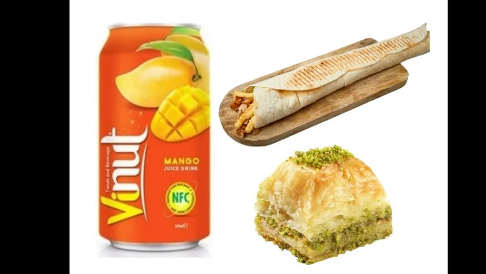 Kebab Rollo Amerykański + Napój Mango 330 ml + Baklava