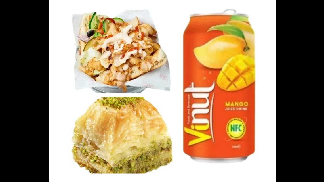 Zarin Kebab Bułka + Napój Mango 330 ml + Baklava
