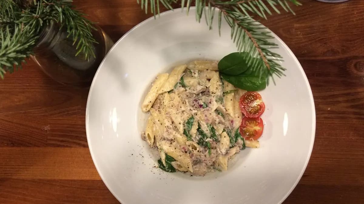 Penne Funghi e Spinaci