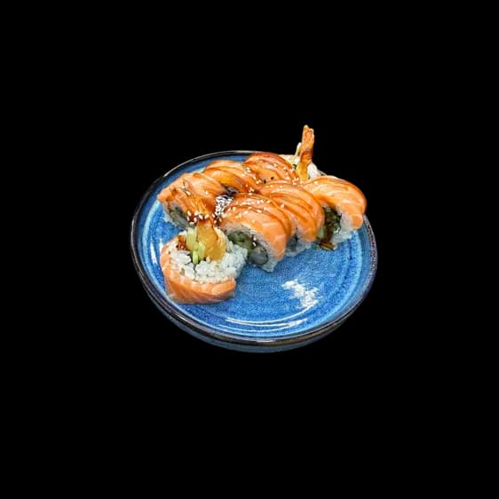 Krewetka tempura w łososiu 8 szt.